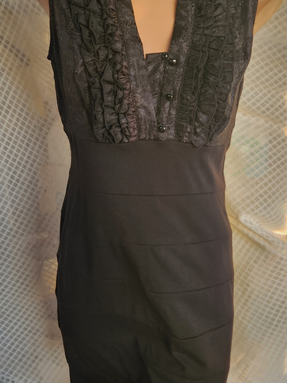 Snap Black Mini Dress with Ruffle Lace Bodice